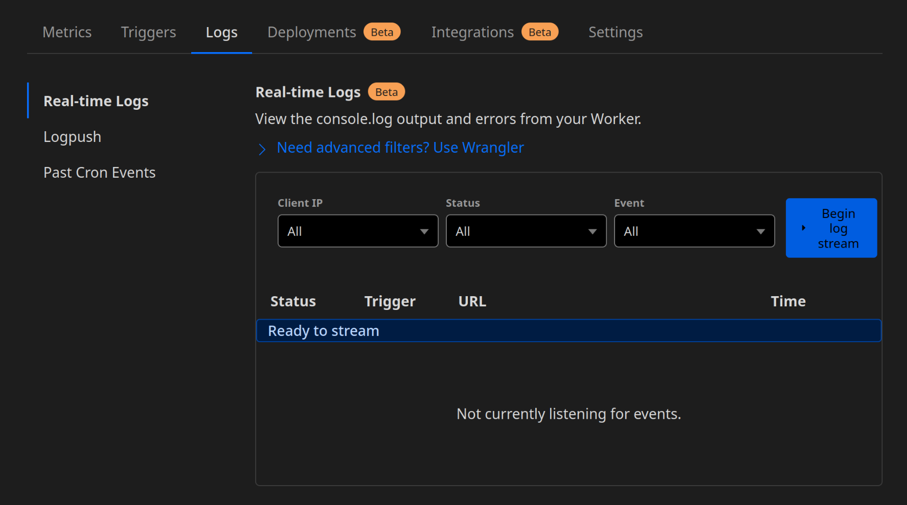 Cloudflare Worker logs